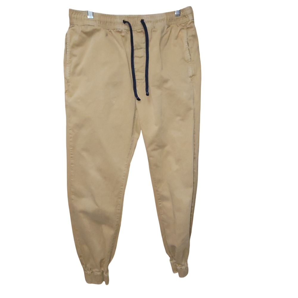 American Eagle Men's Tan Drawstring Chino Joggers S‎ Minimalist School Gorpcore